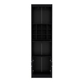 Kevil 71-Inch Tall Bar Cabinet with Pull-Out Tray, 12-Bottle Wine Cubbies, Glass Holder Stemware Rack, Multi-Tier Shelves, Liquor Storage, Adjustable Compartments and Modern Freestanding Design for Home Entertainment