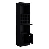 Kevil 71-Inch Tall Bar Cabinet with Pull-Out Tray, 12-Bottle Wine Cubbies, Glass Holder Stemware Rack, Multi-Tier Shelves, Liquor Storage, Adjustable Compartments and Modern Freestanding Design for Home Entertainment