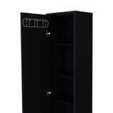 TUHOME Laska Tall Storage Cabinet with Five Interior Shelves, Integrated Broom Hangers, Wide Door Access, Metal Handle and Raised Legs, Space-Saving Multi-Purpose Organizer for Cleaning Supplies and Home Essentials