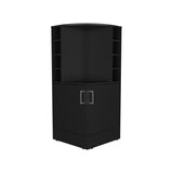 TUHOME Jakes 42" Tall Corner Bar Cabinet with Eight Wine Bottle Cubbies, Double-Door Storage Cabinet, Space-Saving Liquor Organizer for Living Room or Dining Room, Modern Home Bar Furniture with Functional Shelves and Elegant Design