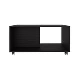 TUHOME Patrick 36" Wide Rectangular Coffee Table with One Shelf, Mobile Modern Center Table for Living Room, Rolling Contemporary Coffee Table with Storage Surface for Decor, Books, Magazines and Essentials