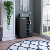 Tuhome Bar Cart with Two External Shelves, Four Casters, Six Built-In Wine Rack, Single Door Cabinet, Modern Design for Home Bar or Living Room
