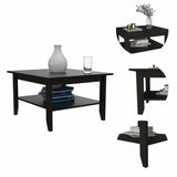 Tuhome Essential Coffee Table with One Shelf and Four Legs, Two-Tiered Design, Modern Style for Living Room or Lounge Area