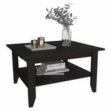 Tuhome Essential Coffee Table with One Shelf and Four Legs, Two-Tiered Design, Modern Style for Living Room or Lounge Area