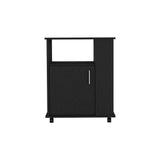 TUHOME Lower Microwave Storage Cabinet with Single Door and Three Side Shelves for Organized Kitchen Spaces Offering Practical Appliance Support, Functional Open Compartments and Durable Engineered Wood Construction