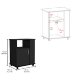 TUHOME Lower Microwave Storage Cabinet with Single Door and Three Side Shelves for Organized Kitchen Spaces Offering Practical Appliance Support, Functional Open Compartments and Durable Engineered Wood Construction
