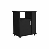 TUHOME Lower Microwave Storage Cabinet with Single Door and Three Side Shelves for Organized Kitchen Spaces Offering Practical Appliance Support, Functional Open Compartments and Durable Engineered Wood Construction