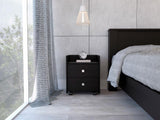 Tuhome Aura Nightstand Black with Two Drawers, Top-Shelf Area, Modern Design for Bedroom Storage and Organization