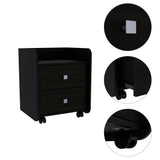 Tuhome Aura Nightstand Black with Two Drawers, Top-Shelf Area, Modern Design for Bedroom Storage and Organization