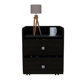 Tuhome Aura Nightstand Black with Two Drawers, Top-Shelf Area, Modern Design for Bedroom Storage and Organization