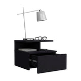Tuhome Adele Floating Nightstand with One Drawer and Two Lower Shelves, Wall-Mounted Bedside Storage Solution for Compact Bedrooms, Modern Space-Saving Design with Hidden Storage and Display Area for Daily Essentials