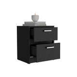 Tuhome Trivor 2-Drawer Nightstand with Spacious Storage, Modern Bedside Table with Metal Handles, Compact Design for Bedrooms and Small Spaces, Functional Nightstand with Superior Top for Essentials and Daily Use