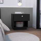 Tuhome Paris Nightstand with Single Drawer and Open Shelf, Modern Bedside Table for Bedrooms, Functional Storage Solution with Spacious Top for Essentials, Stylish Nightstand Ideal for Compact Spaces and Contemporary Décor