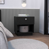 Tuhome Paris Nightstand with Single Drawer and Open Shelf, Modern Bedside Table for Bedrooms, Functional Storage Solution with Spacious Top for Essentials, Stylish Nightstand Ideal for Compact Spaces and Contemporary Décor