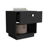 Tuhome Paris Nightstand with Single Drawer and Open Shelf, Modern Bedside Table for Bedrooms, Functional Storage Solution with Spacious Top for Essentials, Stylish Nightstand Ideal for Compact Spaces and Contemporary Décor
