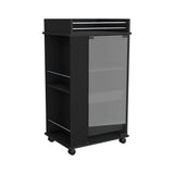 Baltimore Bar Cart with Glass Door Cabinet, Two Side Display Shelves, Spacious Serving Top and Smooth-Rolling Casters for Mobile Home Entertaining, Organized Bottle Storage and Stylish Cocktail Preparation
