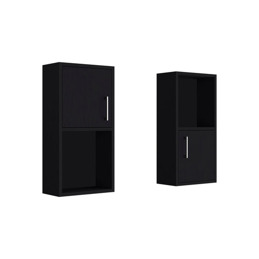 Oba 2-Pc Wall-Mounted Bathroom Medicine Cabinet with Open and Closed Storage, Multi-Shelf Organizer for Toiletries, Personal Care Items and Everyday Essentials, Compact Modern Design for Small and Large Bathrooms