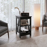 Taylor End Table with Three-Tier Open Storage Shelves, Compact Modern Side Table and Nightstand for Small Spaces, Versatile Sofa Table or Bedside Organizer for Living Room, Bedroom, Office or Entryway Functional Home Organization