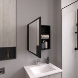 TUHOME Duma 21.1-Inch High by 19.7-Inch Wide Mirror Medicine Cabinet with One Door, Four Interior Shelves and Integrated Towel Rack, Wall-Mounted Storage Organizer for Bathroom or Kitchen Essentials