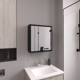 TUHOME Duma 21.1-Inch High by 19.7-Inch Wide Mirror Medicine Cabinet with One Door, Four Interior Shelves and Integrated Towel Rack, Wall-Mounted Storage Organizer for Bathroom or Kitchen Essentials