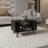Lane Coffe Table With Open Storage Shelves And Wooden Legs