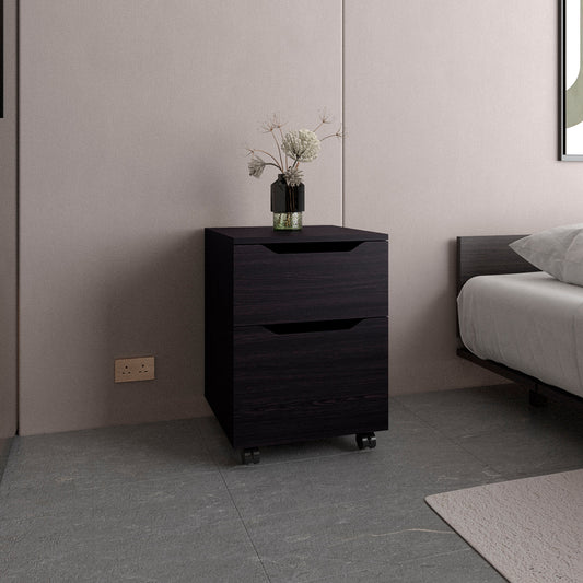 Ethan Open Shelves Nightstand with One Door, Modern Bedside Table for Bedroom Storage, Concealed Storage and Open Shelf for Nighttime Essentials, Stylish Table with Rich Kronos Wengue Finish