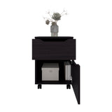 Ethan Open Shelves Nightstand with One Door, Modern Bedside Table for Bedroom Storage, Concealed Storage and Open Shelf for Nighttime Essentials, Stylish Table with Rich Kronos Wengue Finish