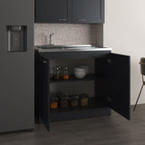 Zurich 39" Wide Utility Sink with Two-Door Cabinet, Two Shelves, Stainless Steel Sink, Bardolino Finish for Laundry Room or Garage, Functional Storage and Easy Installation