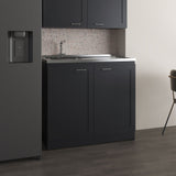Zurich 39" Wide Utility Sink with Two-Door Cabinet, Two Shelves, Stainless Steel Sink, Bardolino Finish for Laundry Room or Garage, Functional Storage and Easy Installation
