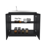 Zurich 39" Wide Utility Sink with Two-Door Cabinet, Two Shelves, Stainless Steel Sink, Bardolino Finish for Laundry Room or Garage, Functional Storage and Easy Installation