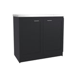 Zurich 39" Wide Utility Sink with Two-Door Cabinet, Two Shelves, Stainless Steel Sink, Bardolino Finish for Laundry Room or Garage, Functional Storage and Easy Installation