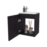Saju 15.7" Floating Vanity with Resin Sink, One-Door Cabinet, and Open Shelf for Modern Bathroom Storage, Space-Saving Design for Small Bathrooms, Powder Rooms, and Tight Spaces, Ideal for Contemporary Interiors