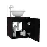 Clyde 18" Floating Vanity with One-Door Cabinet, Porcelain Vessel Sink, Open Shelf for Bathroom Storage, Modern Space-Saving Design, Ideal for Small Bathrooms and Powder Rooms, Maximizing Functionality and Style