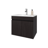 Chaux Floating Vanity, Wall-Mounted Bathroom Unit with Double Soft-Close Doors, Durable Resin Sink, Two Open Shelves for Smart Storage, Modern Bathroom Storage Solution for Small Spaces and Compact Bathrooms
