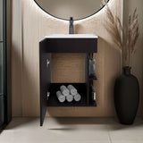 Colton Free-Standing Bathroom Vanity with One-Door Cabinet and Open Shelf, Modern Compact Sink Cabinet with Light Grey Wood Finish, Ideal for Small Bathrooms and Powder Rooms, Space-Saving Storage Solution