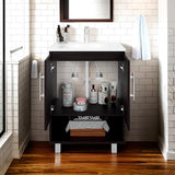 Conrad Freestanding Bathroom Vanity with Resin Sink, One-Door Cabinet, Open Shelf for Storage, Compact Modern Design for Small Bathrooms, Powder Room, and Space-Saving Organizer