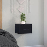TUHOME Boa Floating Nightstand with Wall-Mounted Design, Spacious Storage Drawer, Upper Display Surface and Sleek Contemporary Profile Offering Modern Bedroom Organization and Durable Engineered Wood Construction