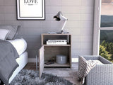 Tuhome Nordico Nightstand with Spacious Lower Cabinet, Open Shelf Storage, Modern Superior Top Surface, Sleek Contemporary Design, Functional Bedside Organizer for Books, Essentials, Lamps, and Daily Bedroom Use