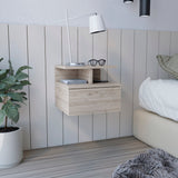 Tuhome Adele Floating Nightstand with One Drawer and Two Lower Shelves, Wall-Mounted Bedside Storage Solution for Compact Bedrooms, Modern Space-Saving Design with Hidden Storage and Display Area for Daily Essentials