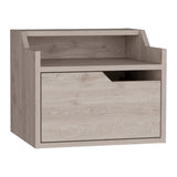 TUHOME Busan Floating Nightstand with Wall-Mounted Design, Single Storage Drawer and Two-Tier Upper Shelves Offering Modern Bedroom Organization, Space-Saving Convenience and Durable Engineered Wood Construction
