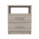 Tuhome Napoles Nightstand in Black with Two Drawers and Open Compartment, Modern Design for Bedroom or Living Room Storage