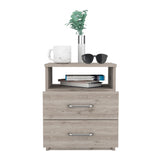 Tuhome Napoles Nightstand in Black with Two Drawers and Open Compartment, Modern Design for Bedroom or Living Room Storage