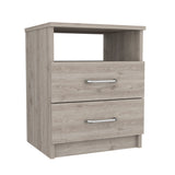 Tuhome Napoles Nightstand in Black with Two Drawers and Open Compartment, Modern Design for Bedroom or Living Room Storage