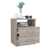 Tuhome Napoles Nightstand in Black with Two Drawers and Open Compartment, Modern Design for Bedroom or Living Room Storage