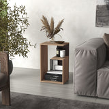 TUHOME Everet 25-Inch High Three-Tier Side Table with Tray-Style Top and Dual Lower Shelves, Compact End Table for Living Room, Sofa Side Storage, Modern Small-Space Organizer for Coffee, Décor and Everyday Essentials