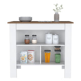 Cortes Kitchen Island with Spacious Cabinet, Open Shelves Display, Towel Rack, and Large Countertop