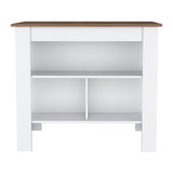Cortes Kitchen Island with Spacious Cabinet, Open Shelves Display, Towel Rack, and Large Countertop