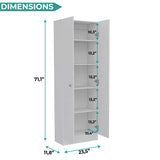 Tuhome Lambardi Tall Multistorage Cabinet with Double Door Design, Five Deep Interior Shelves, Freestanding Vertical Storage Solution for Kitchens, Laundry Rooms, Bedrooms or Utility Areas to Maximize Home Organization