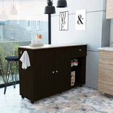 Tuhome Kitchen Island Cart Victoria with Four Interior Shelves, One Drawer, Double Door Cabinet, Six Casters for Easy Mobility, Ideal for Kitchens and Dining Rooms