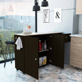 Tuhome Kitchen Island Cart Victoria with Four Interior Shelves, One Drawer, Double Door Cabinet, Six Casters for Easy Mobility, Ideal for Kitchens and Dining Rooms